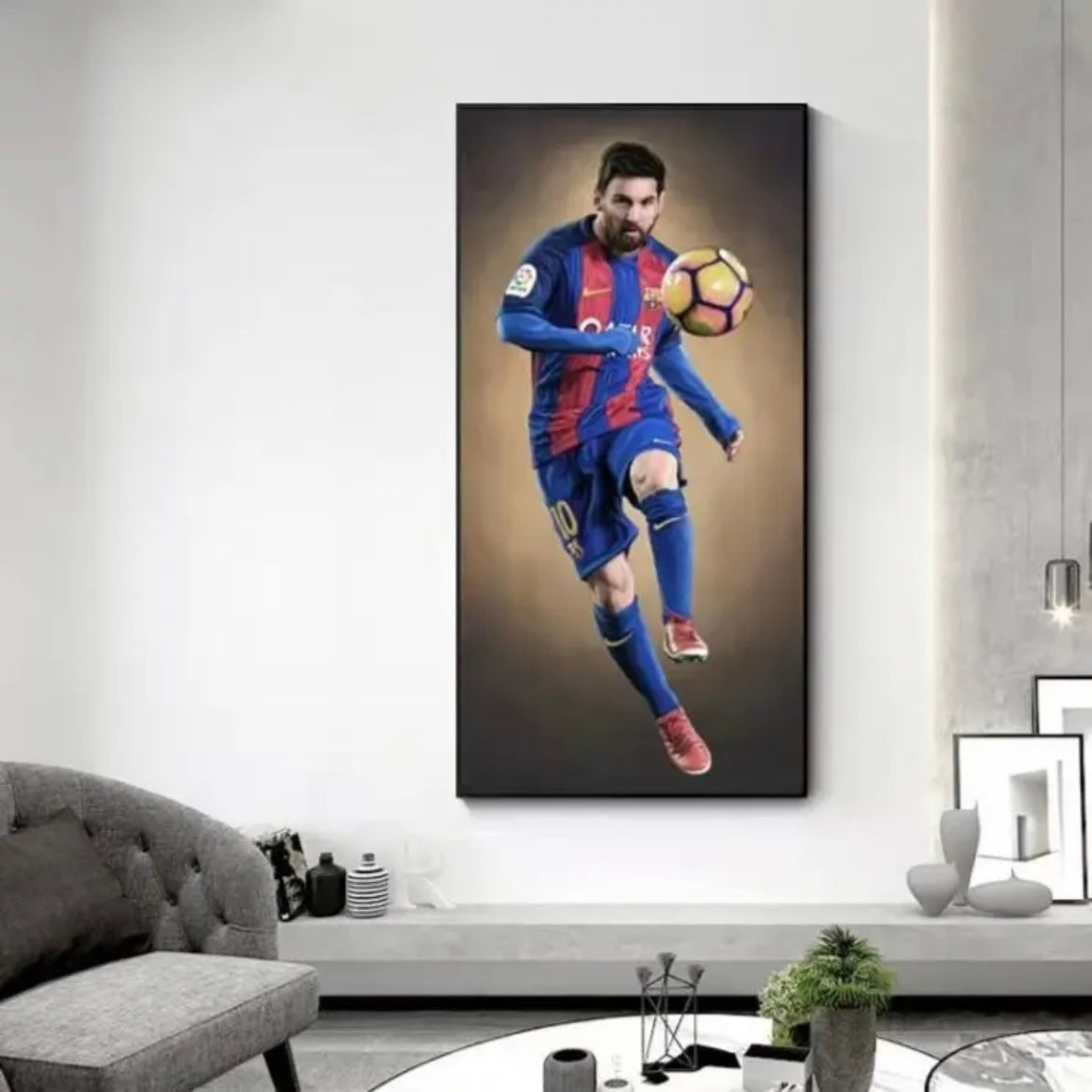 Lionel Messi Jersey Celebration Poster Wall Art – Iconic Football Legend Decor for Living Room & Hallway