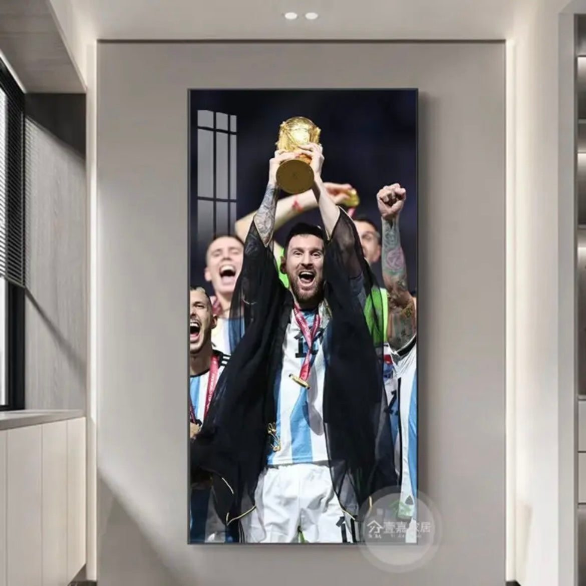 Lionel Messi Argentina 2022 World Cup Champions Poster Wall Art – Trophy Celebration Football Decor
