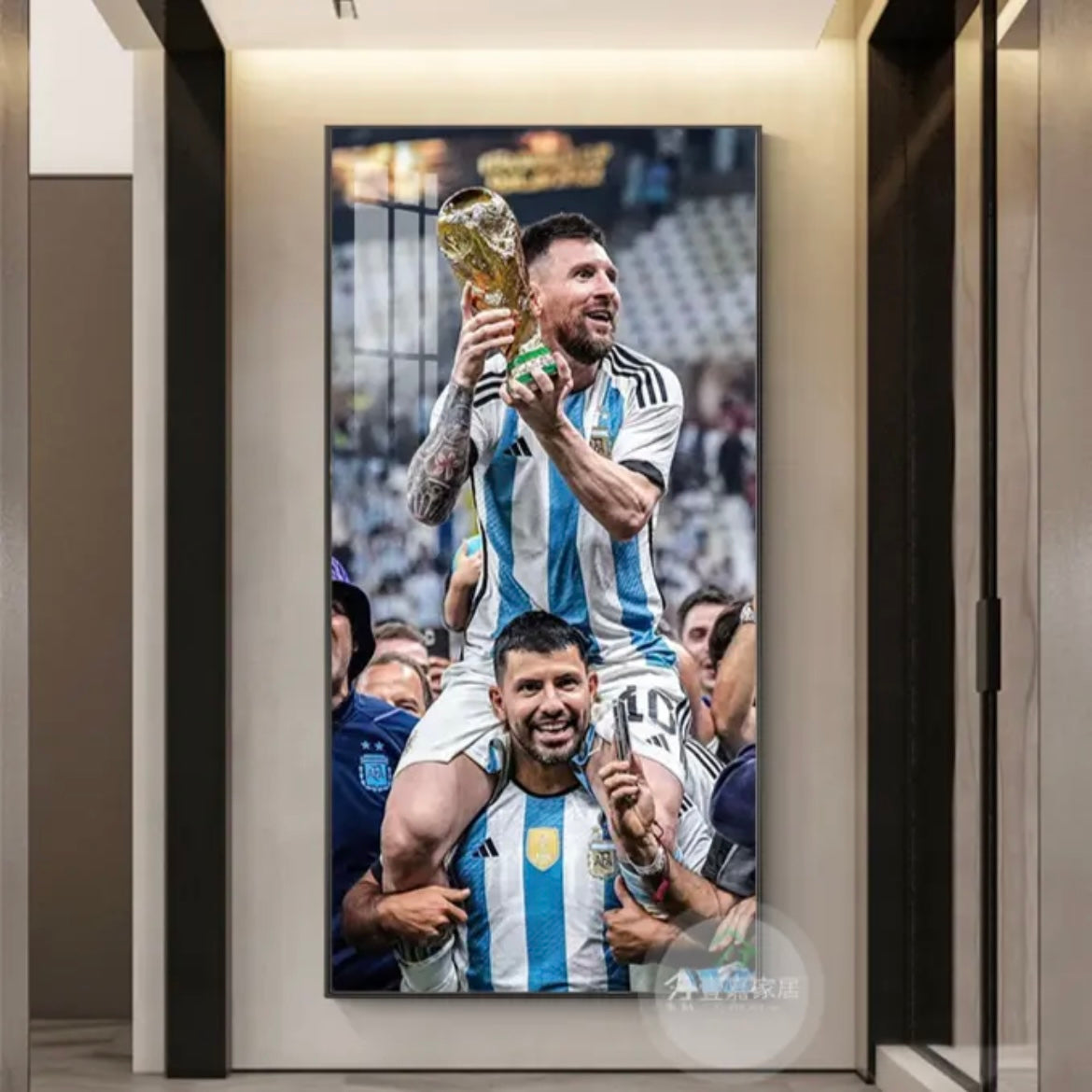 Lionel Messi Argentina 2022 World Cup Champions Poster Wall Art – Trophy Celebration Football Decor