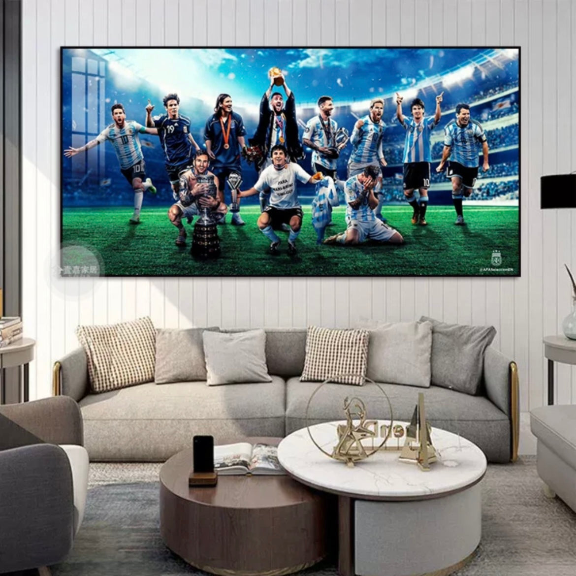 Argentina World Cup Champions Family Photo Messi 2022 Qatar Victory Football Wall Art Home Decor