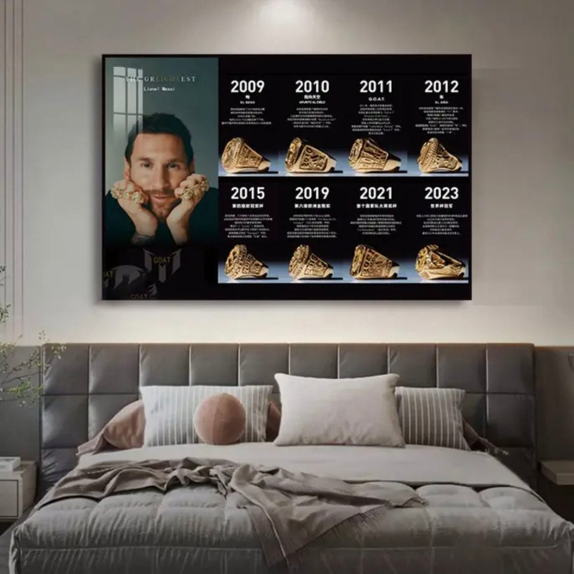 Lionel Messi 2023 Ballon d’Or 8th Title GOAT Tribute Moment Football Wall Art