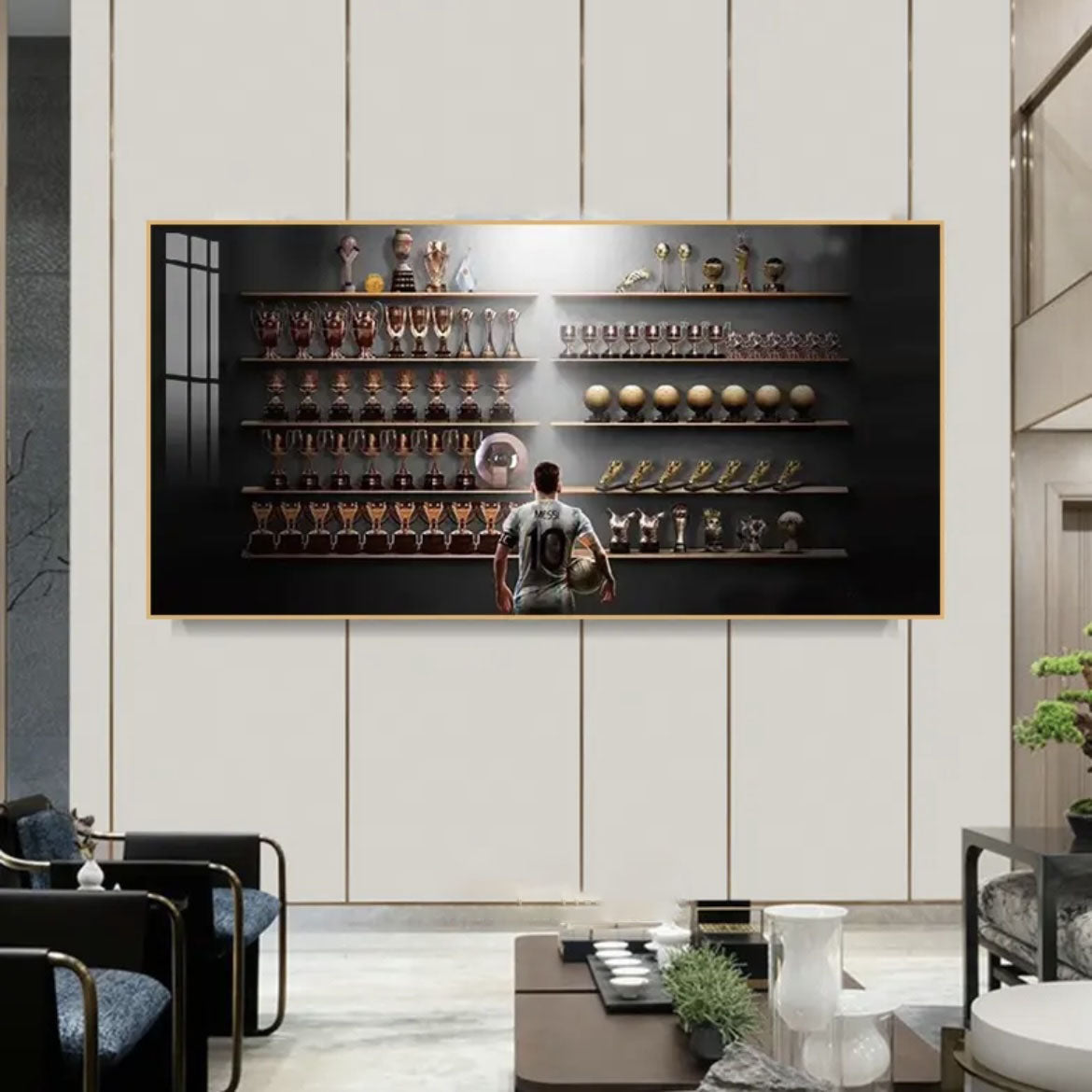 Lionel Messi Ballon d’Or Football Wall Art for Living Room Bedroom Decor
