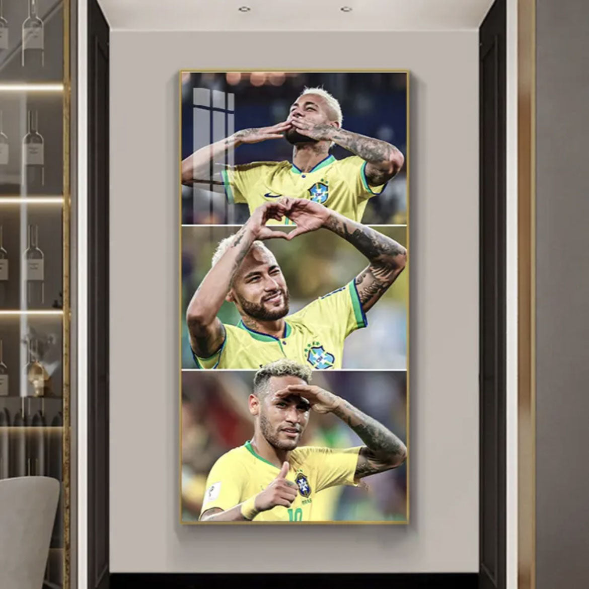 Neymar Jr. Vertical 1:2 WallArt - Crystal Porcelain Painting - Aluminum Frame
