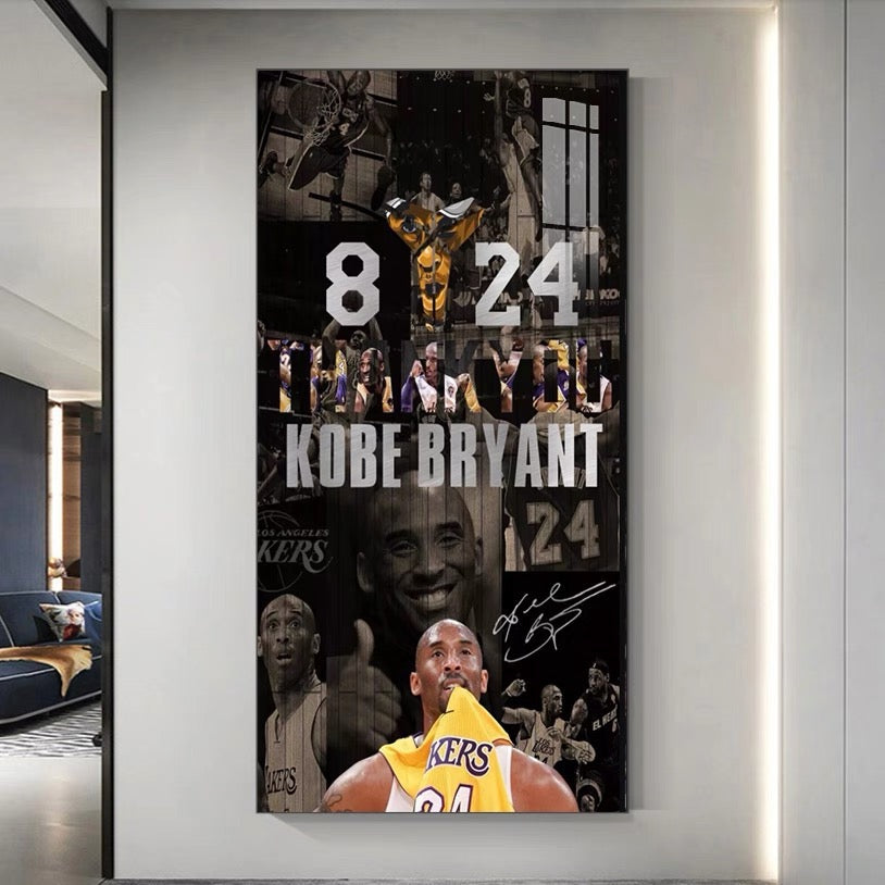 Kobe Bryant 🐍 Black Mamba Wall Art – No.8 & No.24 Tribute Poster with Iconic Basketball Moments