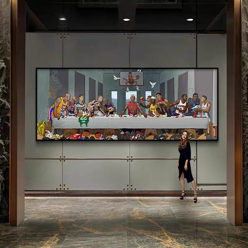 NBA “Last Supper” Wall Art – Legendary Players Tribute Poster for Home Decor