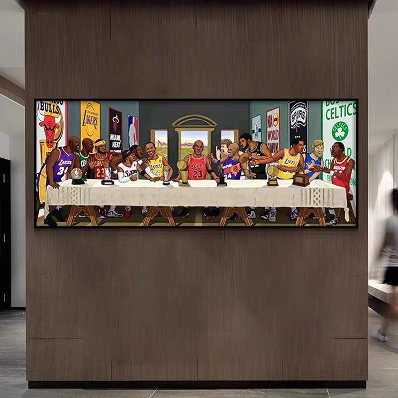 NBA “Last Supper” Wall Art – Legendary Players Tribute Poster for Home Decor