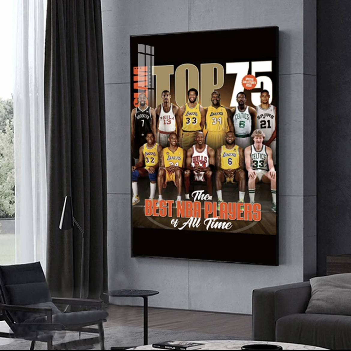NBA Legends Wall Art – Top 75 Players Tribute Poster for Basketball Fans