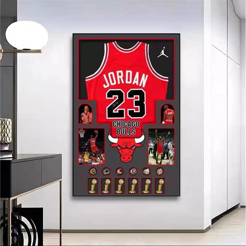NBA Players Graphic Jersey Wall Art – Basketball Tribute Poster for Living Room & Bedroom Decor