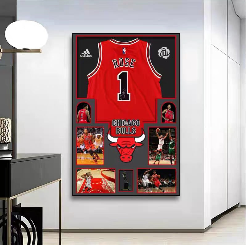 NBA Players Graphic Jersey Wall Art – Basketball Tribute Poster for Living Room & Bedroom Decor