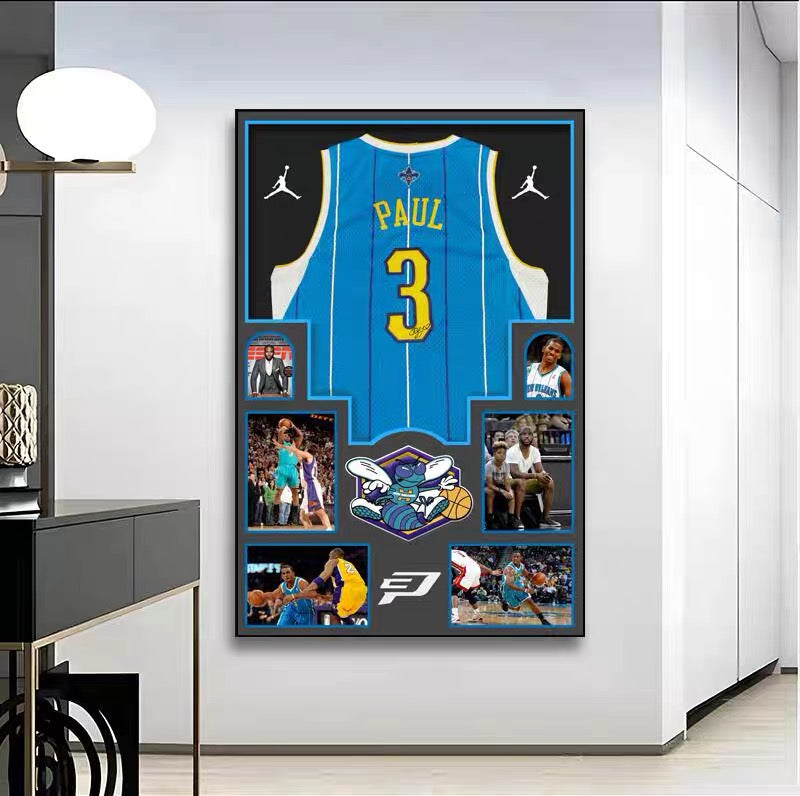 NBA Players Graphic Jersey Wall Art – Basketball Tribute Poster for Living Room & Bedroom Decor
