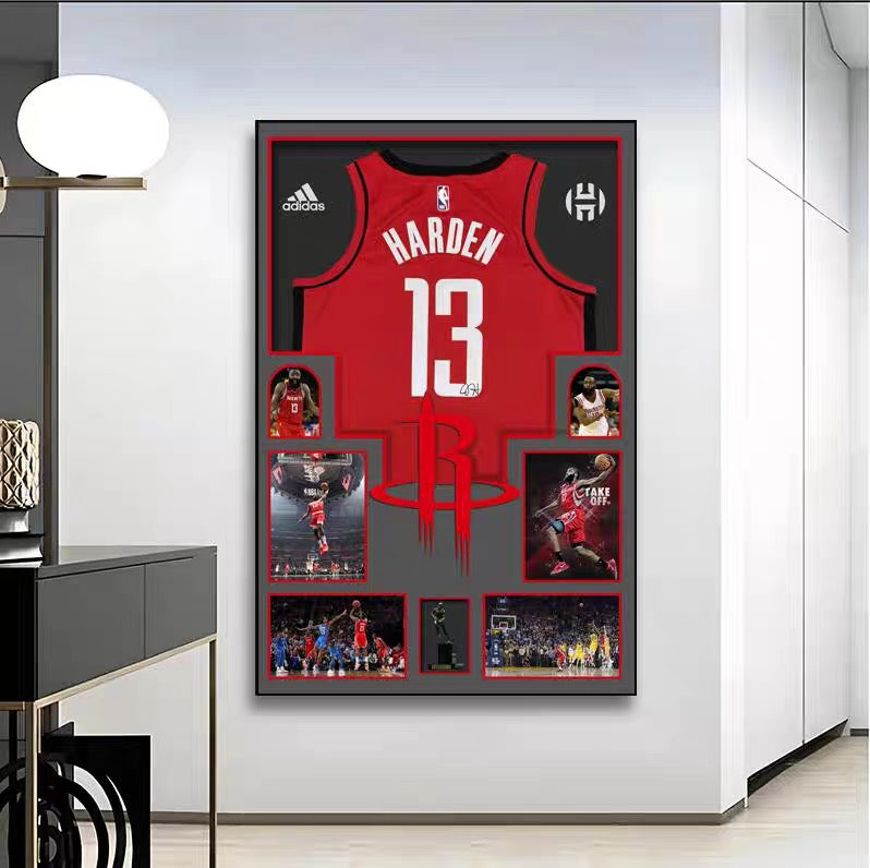 NBA Players Graphic Jersey Wall Art – Basketball Tribute Poster for Living Room & Bedroom Decor