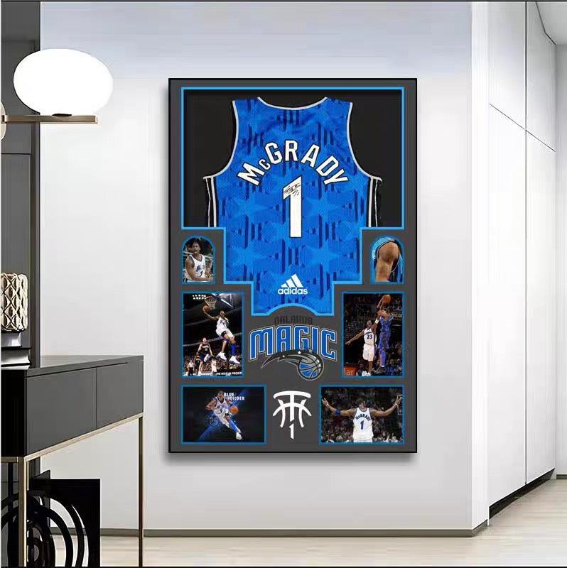 NBA Players Graphic Jersey Wall Art – Basketball Tribute Poster for Living Room & Bedroom Decor