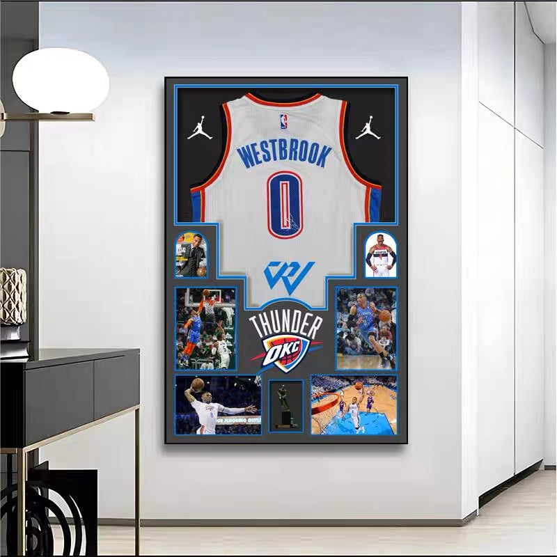 NBA Players Graphic Jersey Wall Art – Basketball Tribute Poster for Living Room & Bedroom Decor