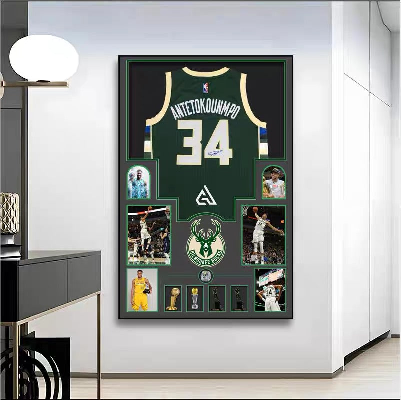 NBA Players Graphic Jersey Wall Art – Basketball Tribute Poster for Living Room & Bedroom Decor