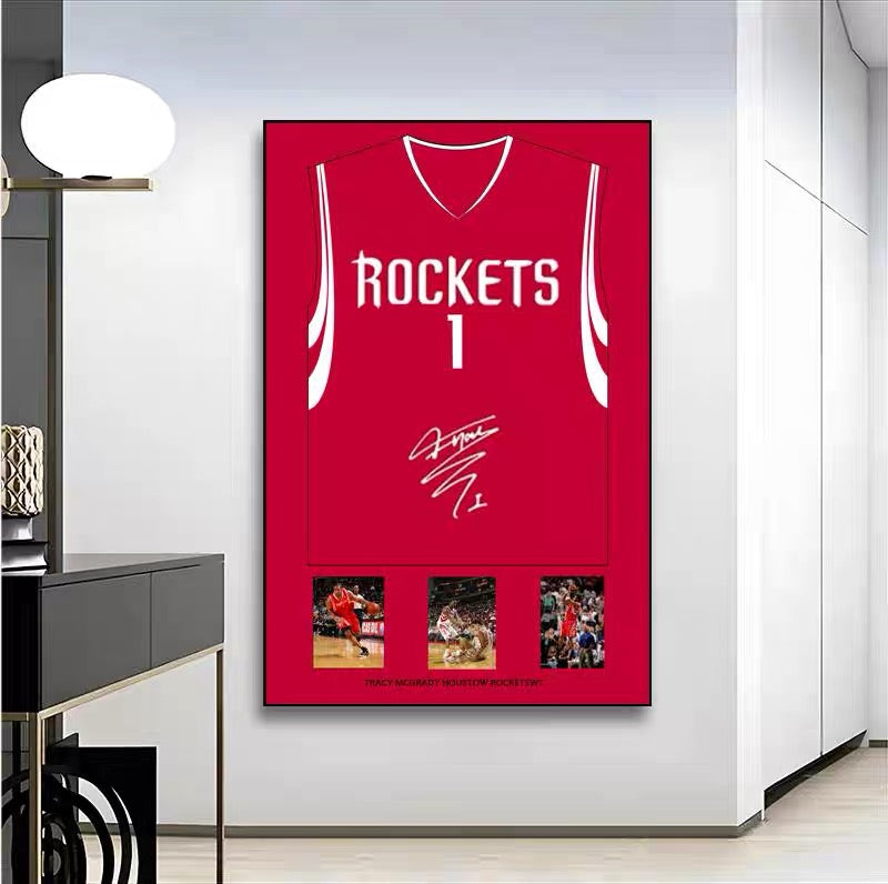 NBA Players Graphic Jersey Wall Art – Basketball Tribute Poster for Living Room & Bedroom Decor
