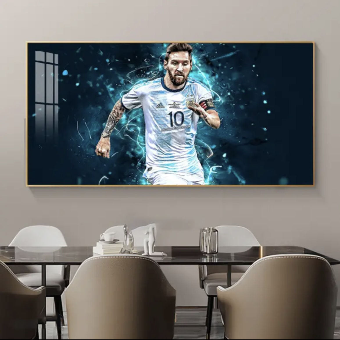 Lionel Messi Barcelona Jersey Celebration Football Wall Art Living Room Bedroom Sports Club Decor