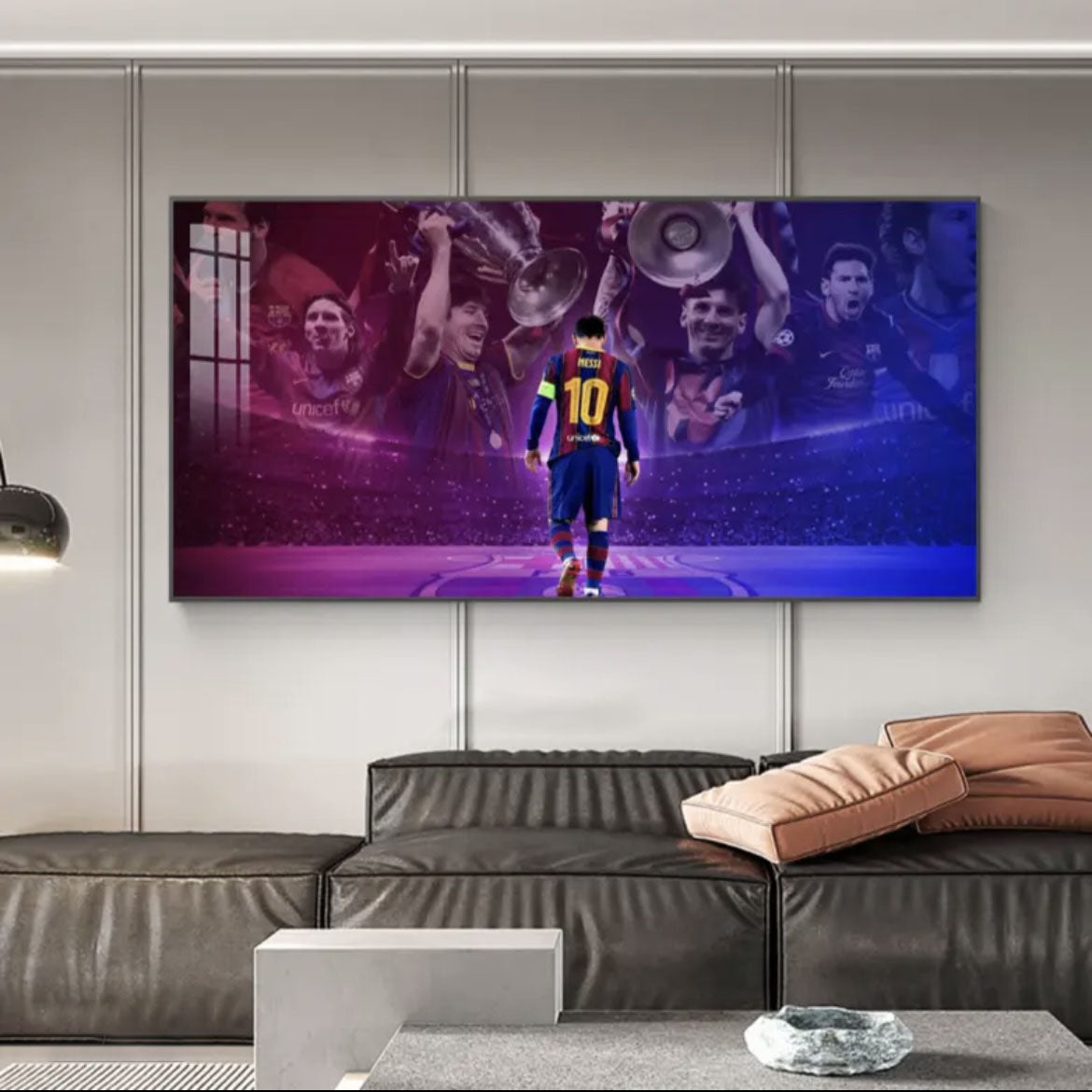 Lionel Messi Barcelona Jersey Celebration Football Wall Art Living Room Bedroom Sports Club Decor
