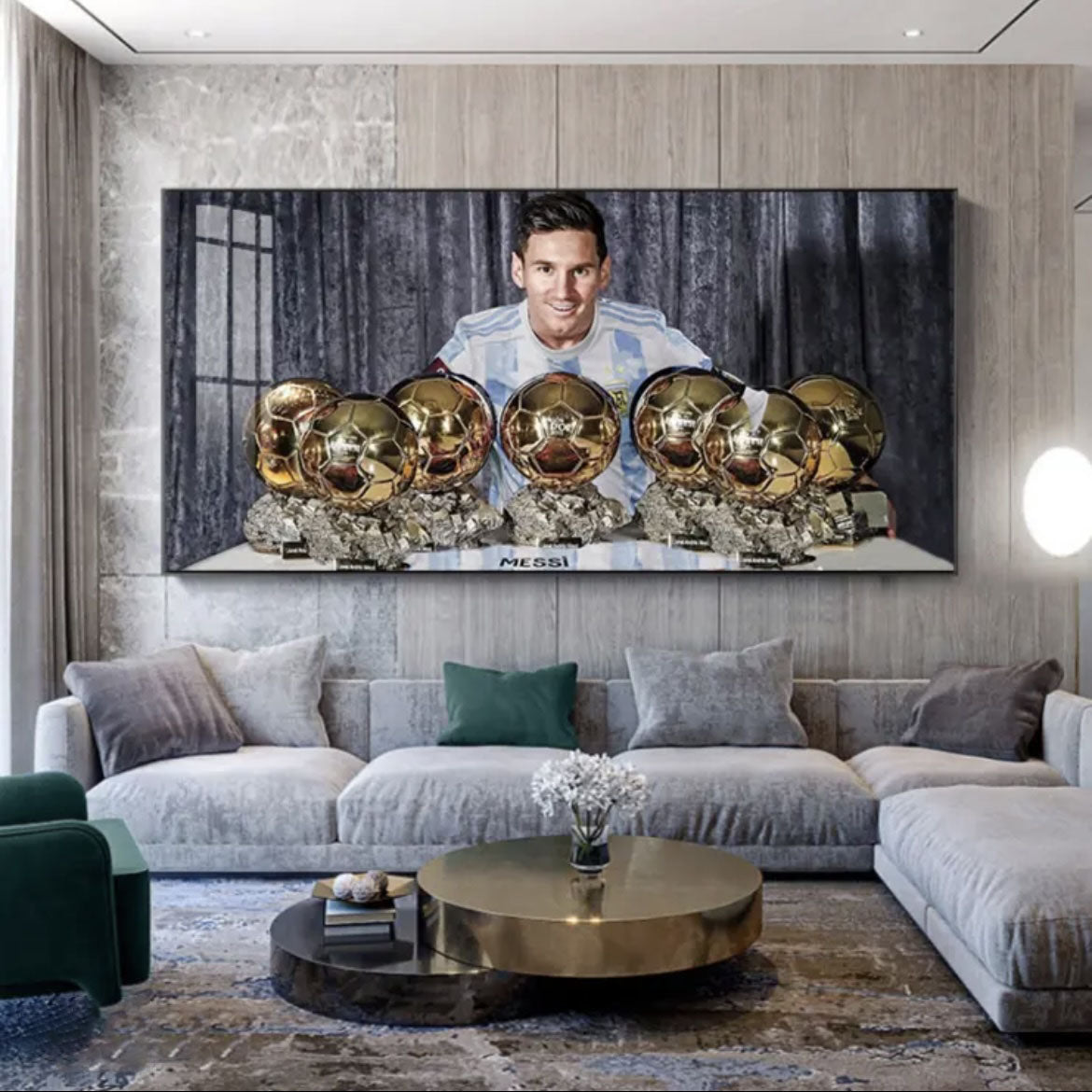 Lionel Messi Ballon d’Or Football Wall Art for Living Room Bedroom Decor