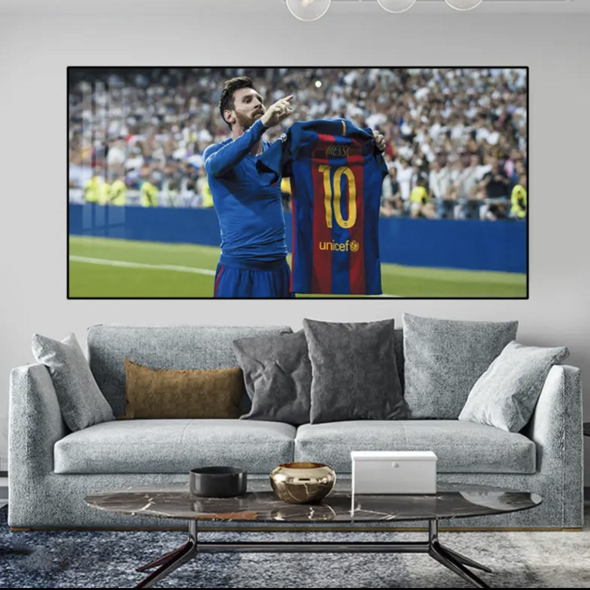 Lionel Messi Barcelona Jersey Celebration Football Wall Art Living Room Bedroom Sports Club Decor