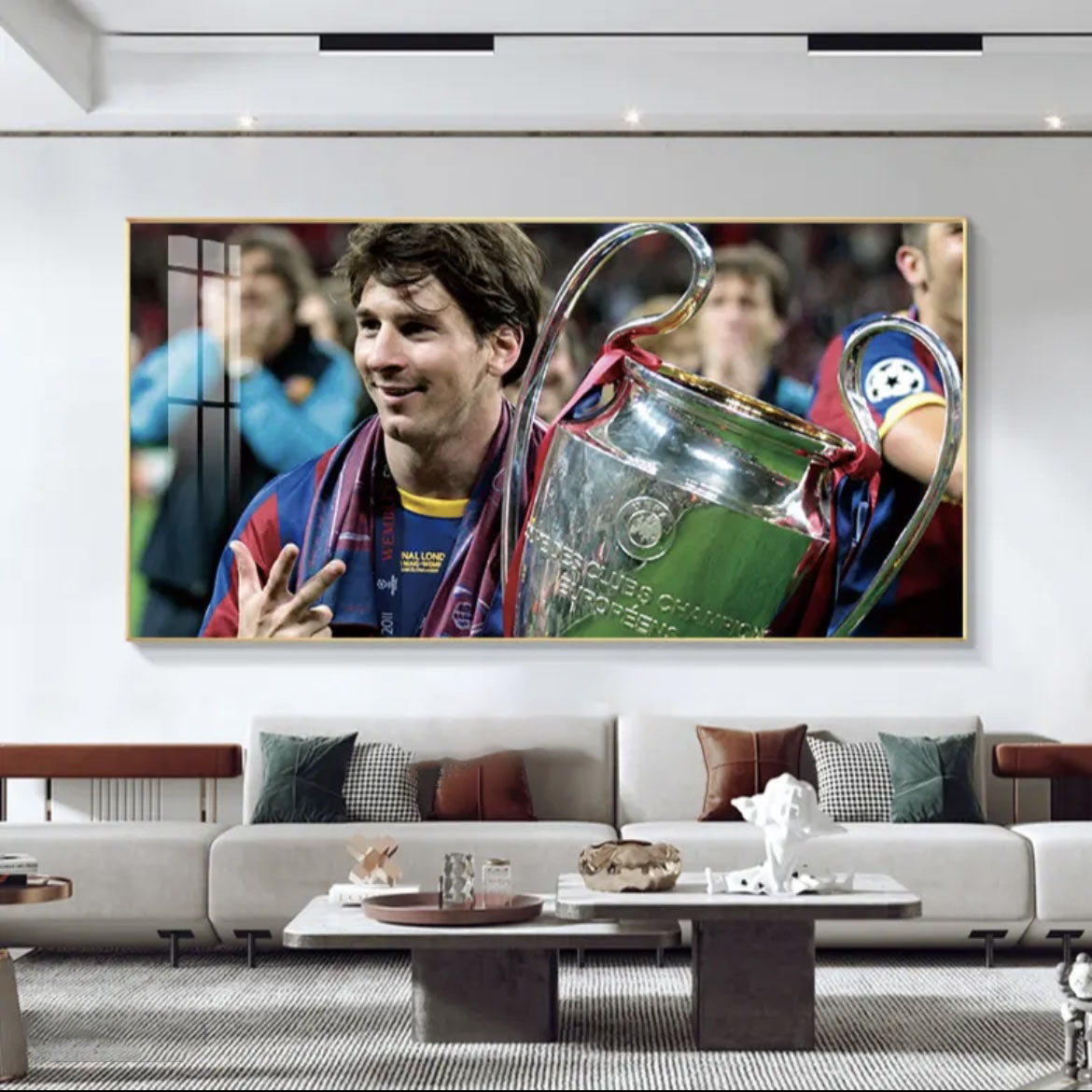 Lionel Messi Barcelona Jersey Celebration Football Wall Art Living Room Bedroom Sports Club Decor