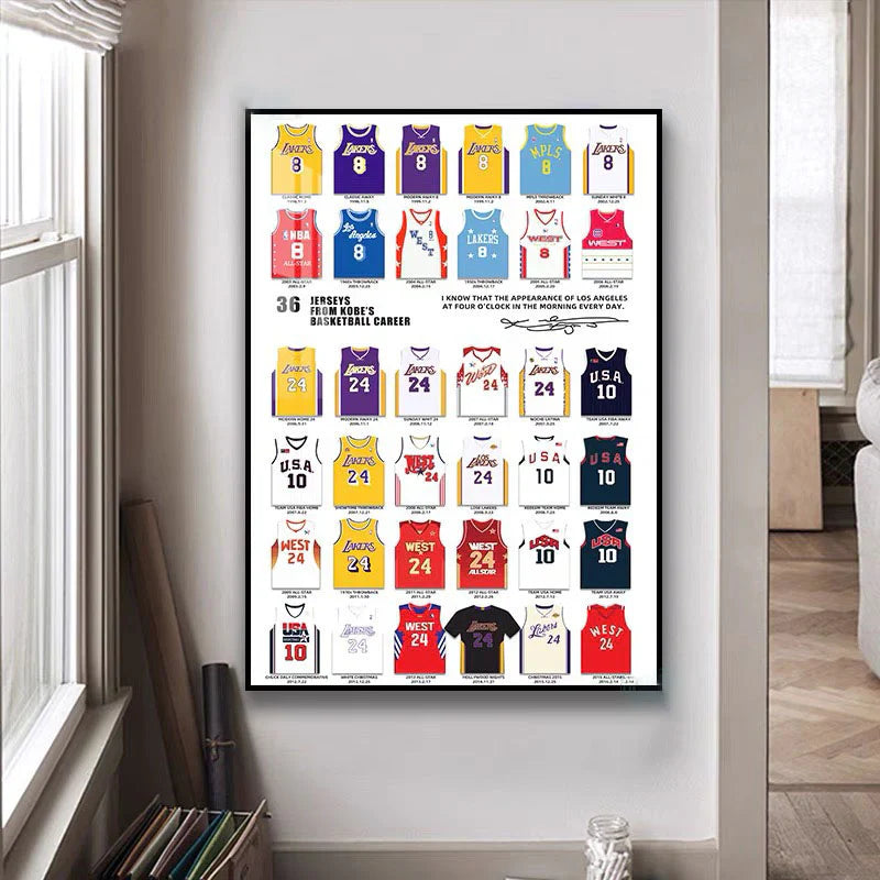 Kobe Bryant 🐍 Graphic Jersey Wall Art – Basketball Tribute Poster for Home Decor