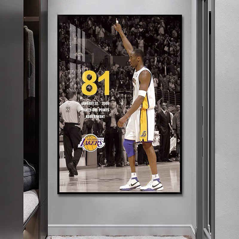 Kobe Bryant 🐍 Black Mamba Wall Art – 81-Point Tribute Poster with “Shush” & Point to the Sky Celebration