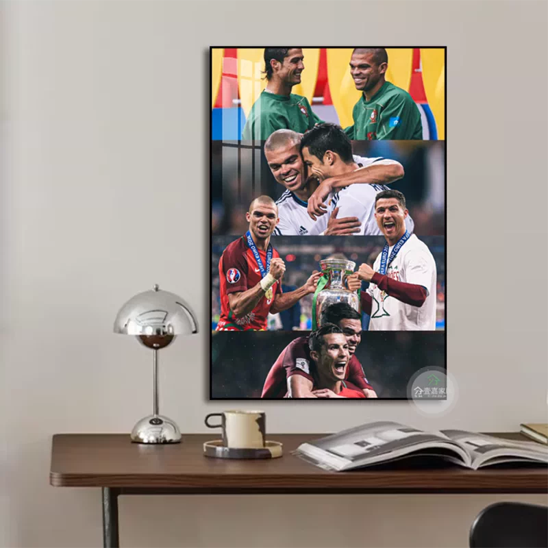Cristiano Ronaldo & Pepe Portugal Euro Football Wall Art Poster 2024 Iconic Embrace Retirement Tribute Sports Decor