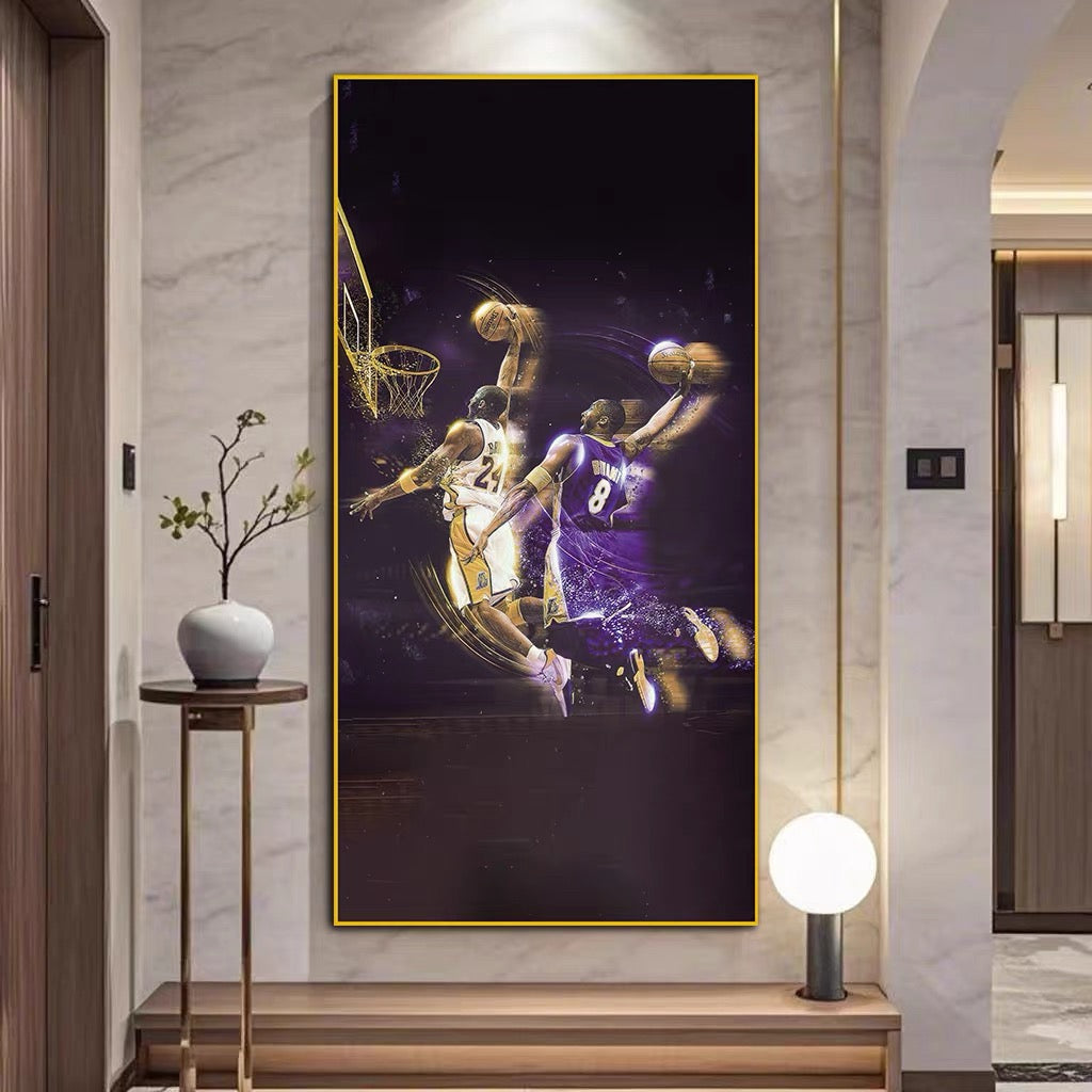 Kobe Bryant 🐍 Black Mamba Wall Art – No.8 & No.24 Iconic Basketball Moments Tribute Poster