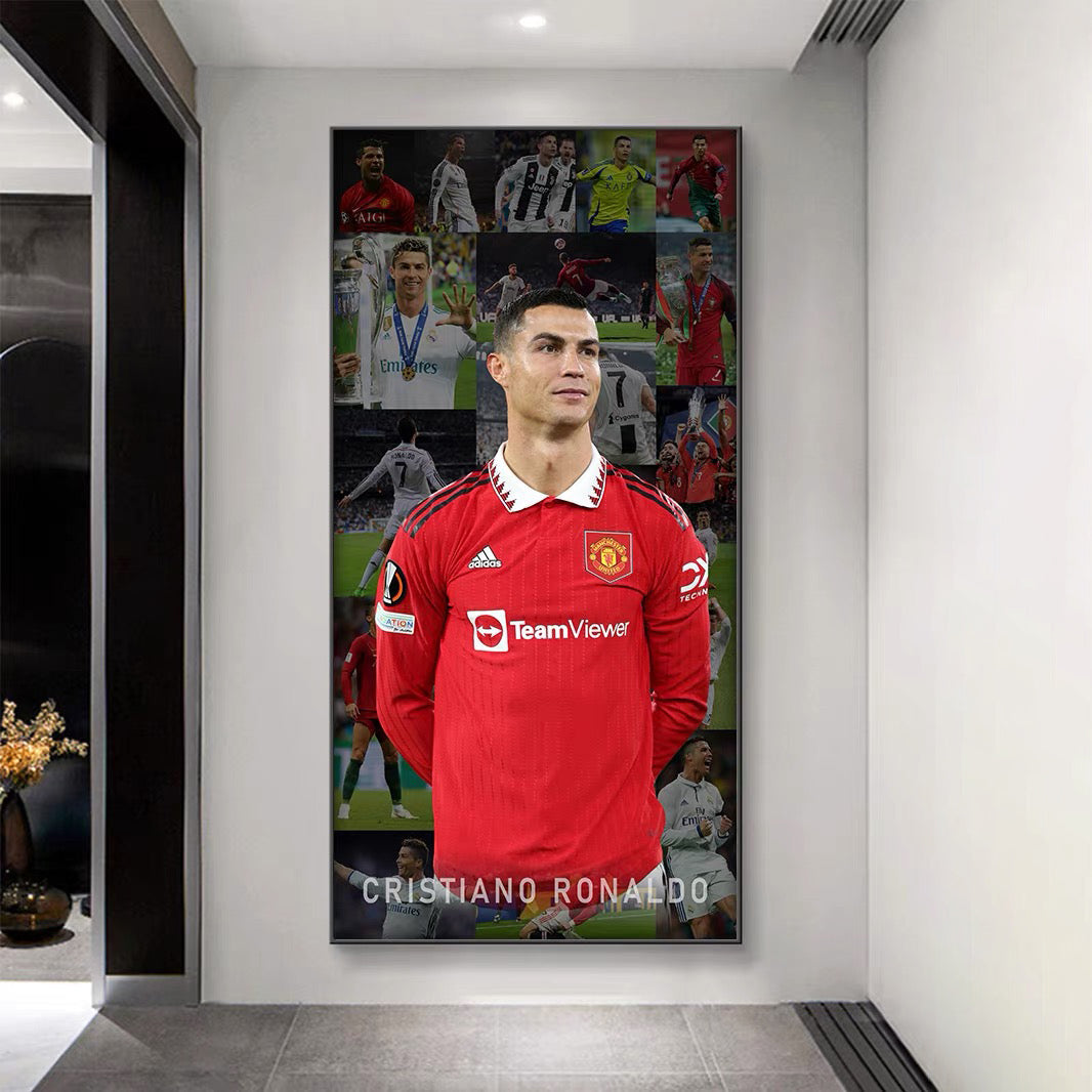 Cristiano Ronaldo Career Timeline Football Wall Art Poster Portugal Manchester United Real Madrid Al Nassr Legend Decor