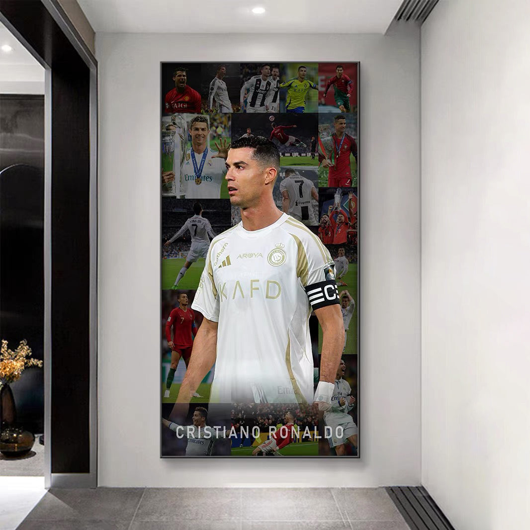 Cristiano Ronaldo Career Timeline Football Wall Art Poster Portugal Manchester United Real Madrid Al Nassr Legend Decor