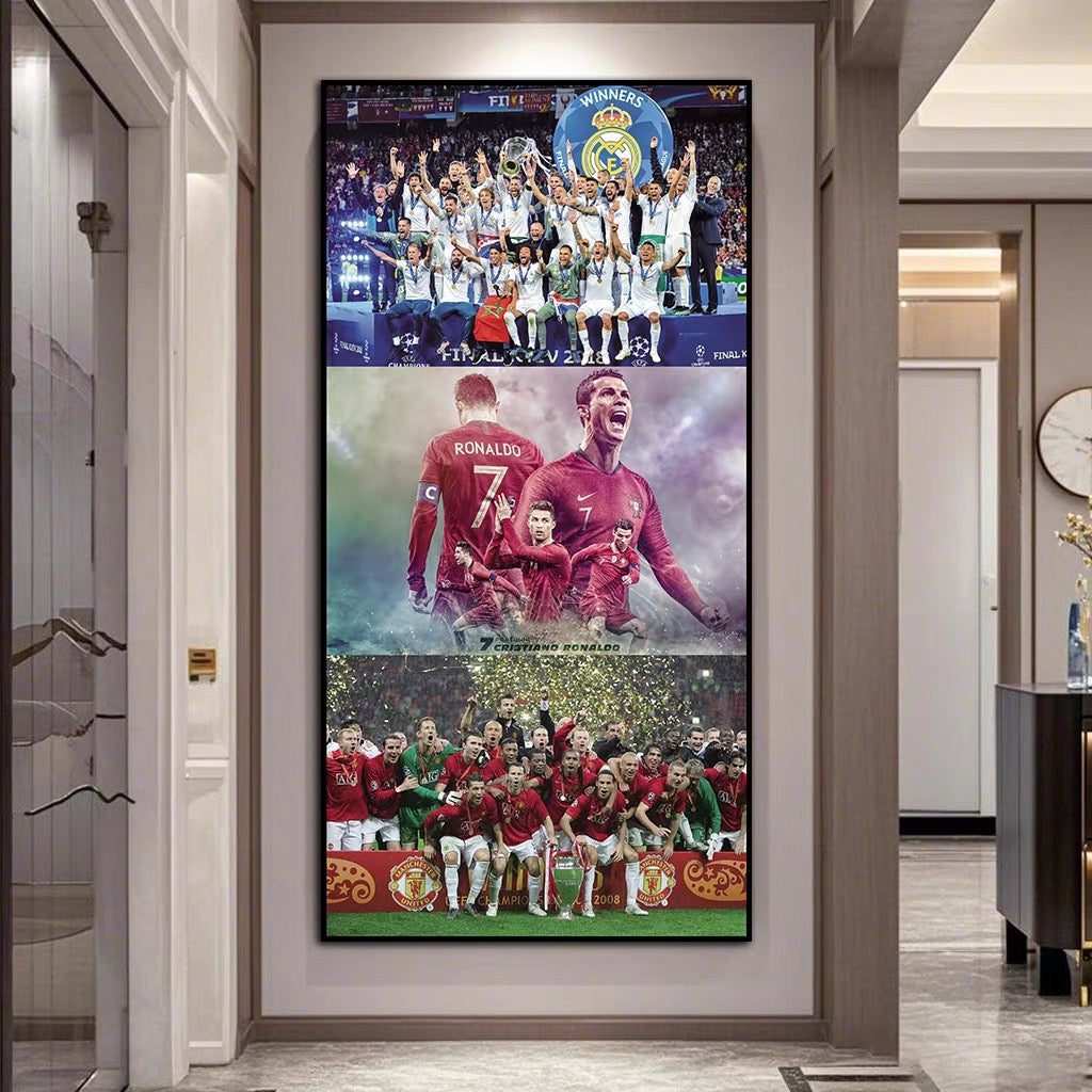 Cristiano Ronaldo Career Timeline Football Wall Art Poster Portugal Manchester United Real Madrid Al Nassr Legend Decor