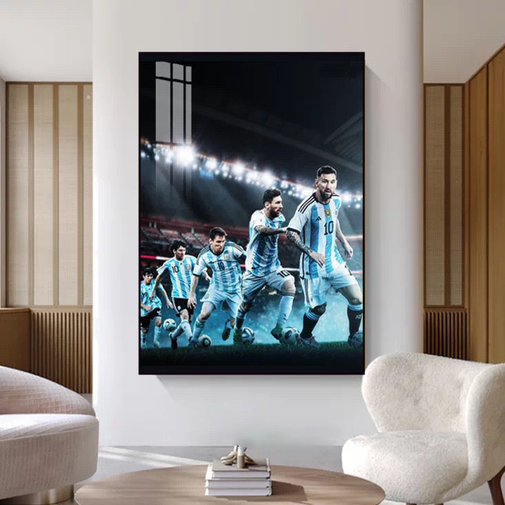Lionel Messi Argentina 2022 World Cup Champions Poster – Trophy Lift Football Wall Art
