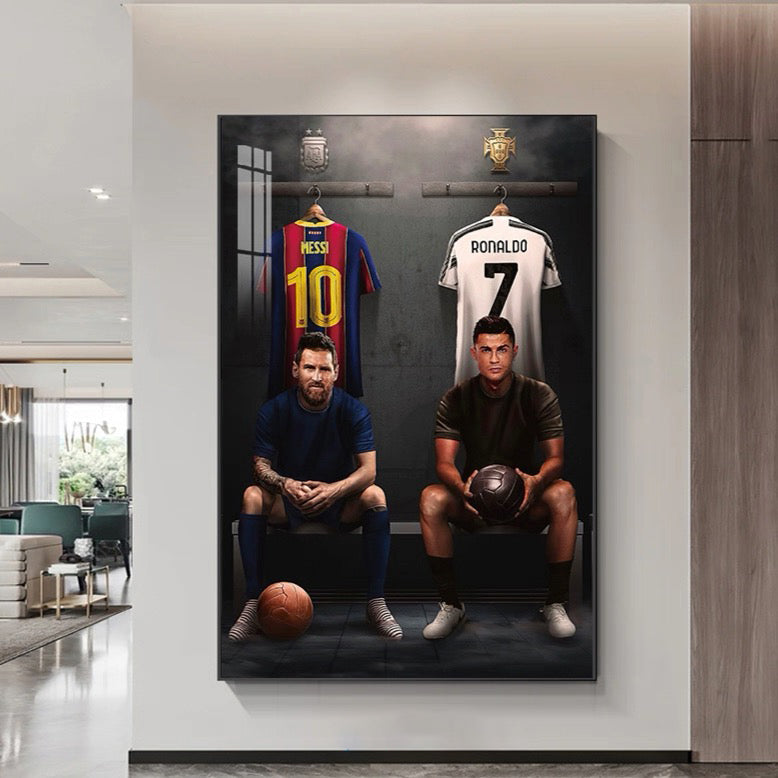Messi vs Ronaldo Iconic Jersey Wall Art Poster Football Legends Duo