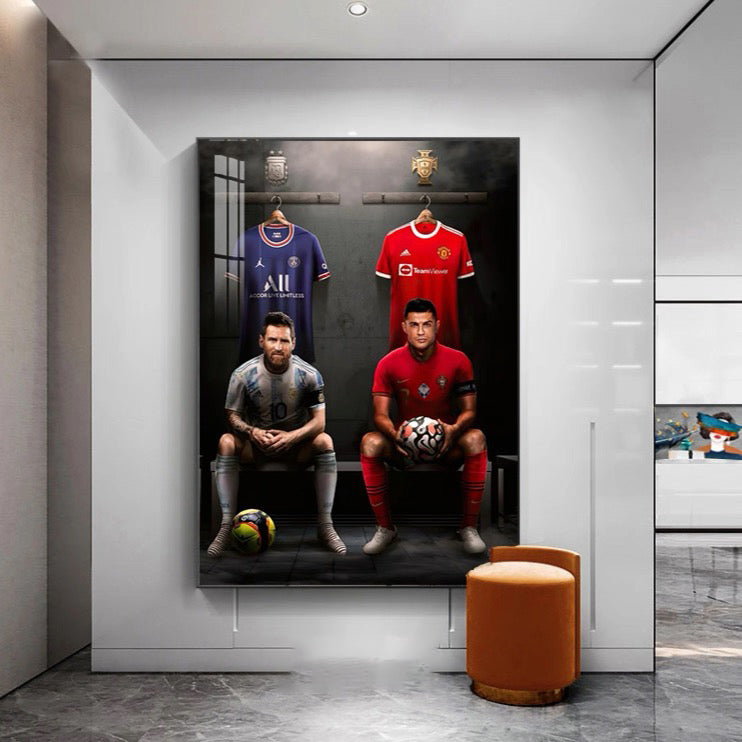 Messi vs Ronaldo Iconic Jersey Wall Art Poster Football Legends Duo
