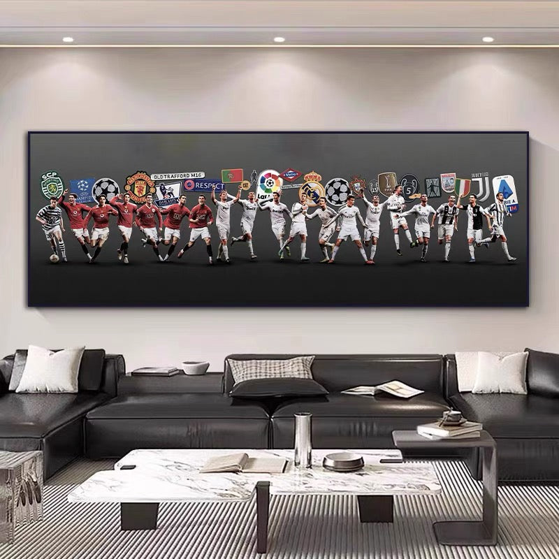Cristiano Ronaldo Career Tribute Football Wall Art - Portugal & Real Madrid Legend Landscape Print Home Decor