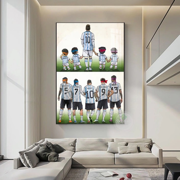 Lionel Messi Argentina 2022 World Cup Champions Poster – Trophy Lift Football Wall Art