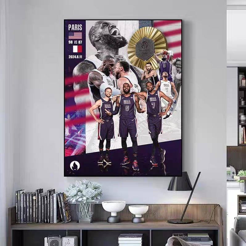 LeBron Curry Durant Team USA Olympics🥇 Vertical 2:3 WallArt