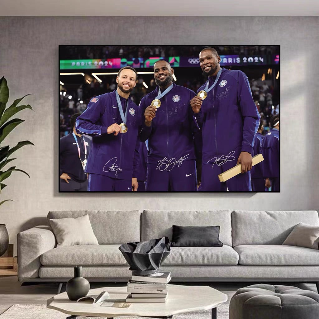 LeBron Curry Durant Team USA Olympics🥇 Vertical 2:3 WallArt