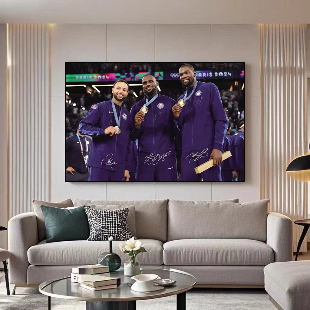 LeBron Curry Durant Team USA Olympics🥇 Vertical 2:3 WallArt