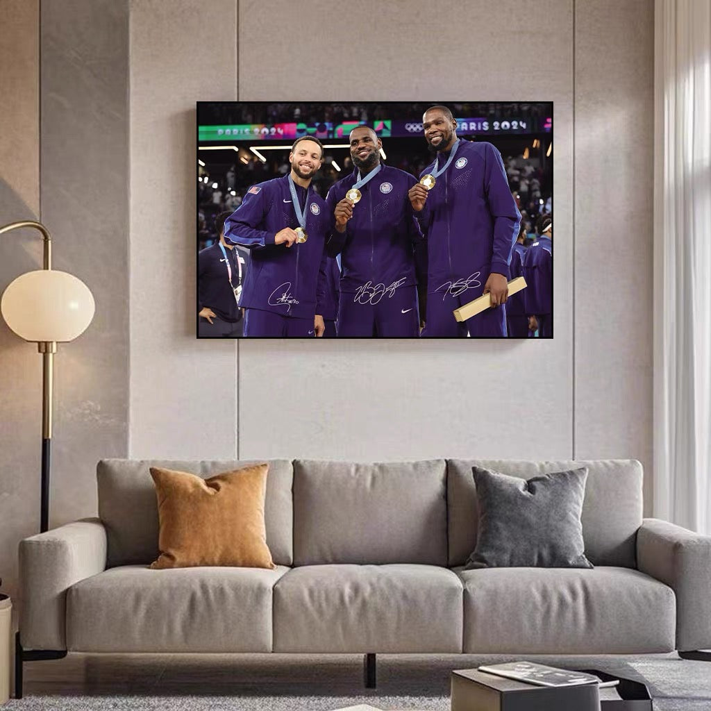 LeBron Curry Durant Team USA Olympics🥇 Vertical 2:3 WallArt