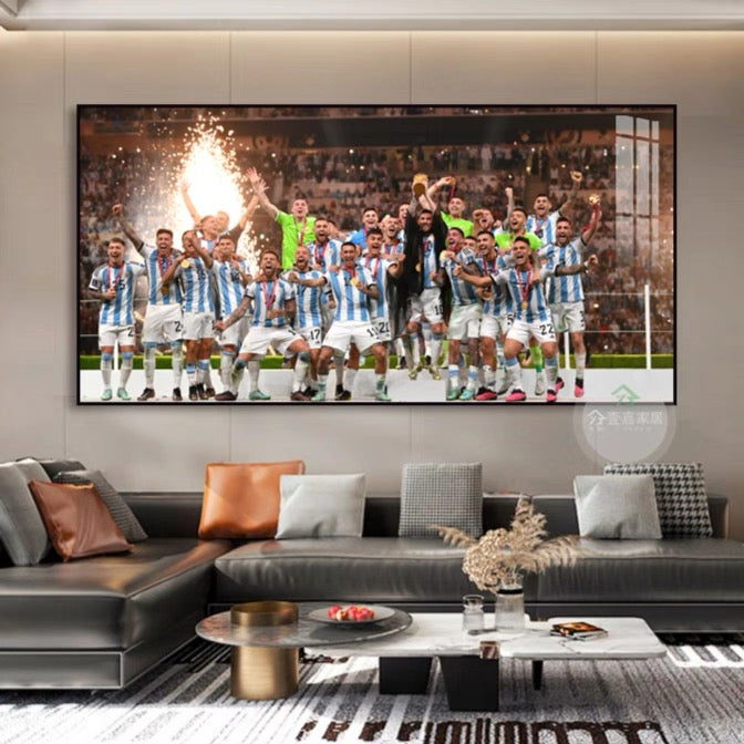 Argentina World Cup Champions Family Photo Messi 2022 Qatar Victory Football Wall Art Home Decor