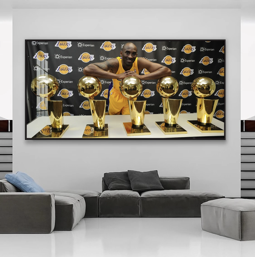 Kobe Bryant 🐍 No.24 Championship Celebration Wall Art – Basketball Tribute Poster for Living Room & Bedroom Decor