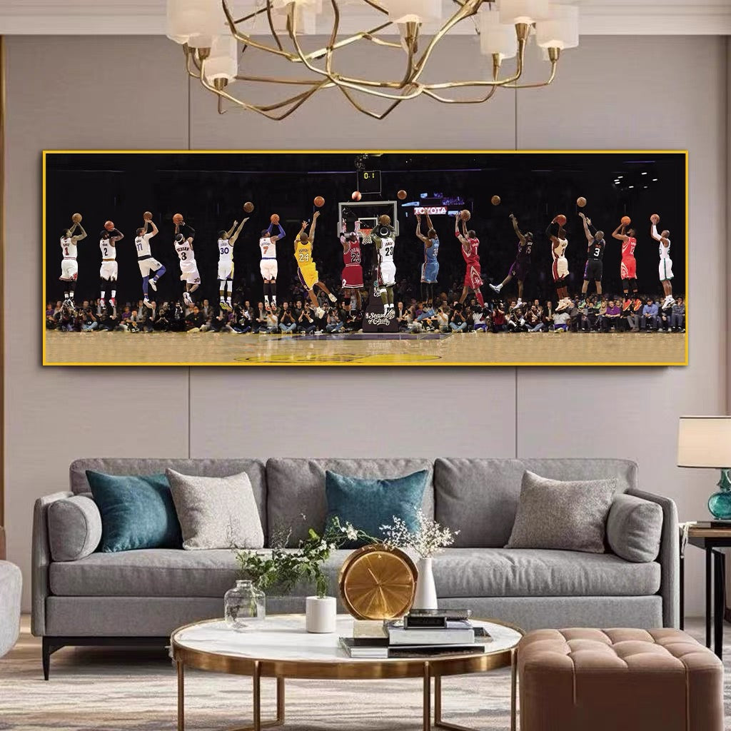 【Basketball All-Star Shooting】WallArt – 16 Legendary Players Poster for Home Decor