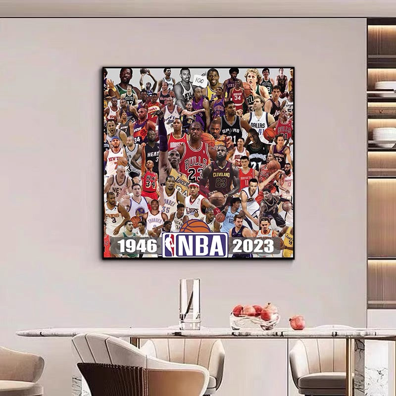 1:1 Basketball All-Star Wall Art – Square Poster Featuring Iconic Players for Living Room & Bedroom