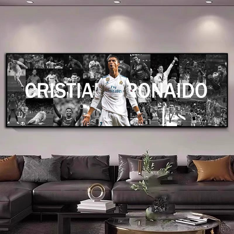 Cristiano Ronaldo Career Tribute Football Wall Art - Portugal & Real Madrid Legend Landscape Print Home Decor