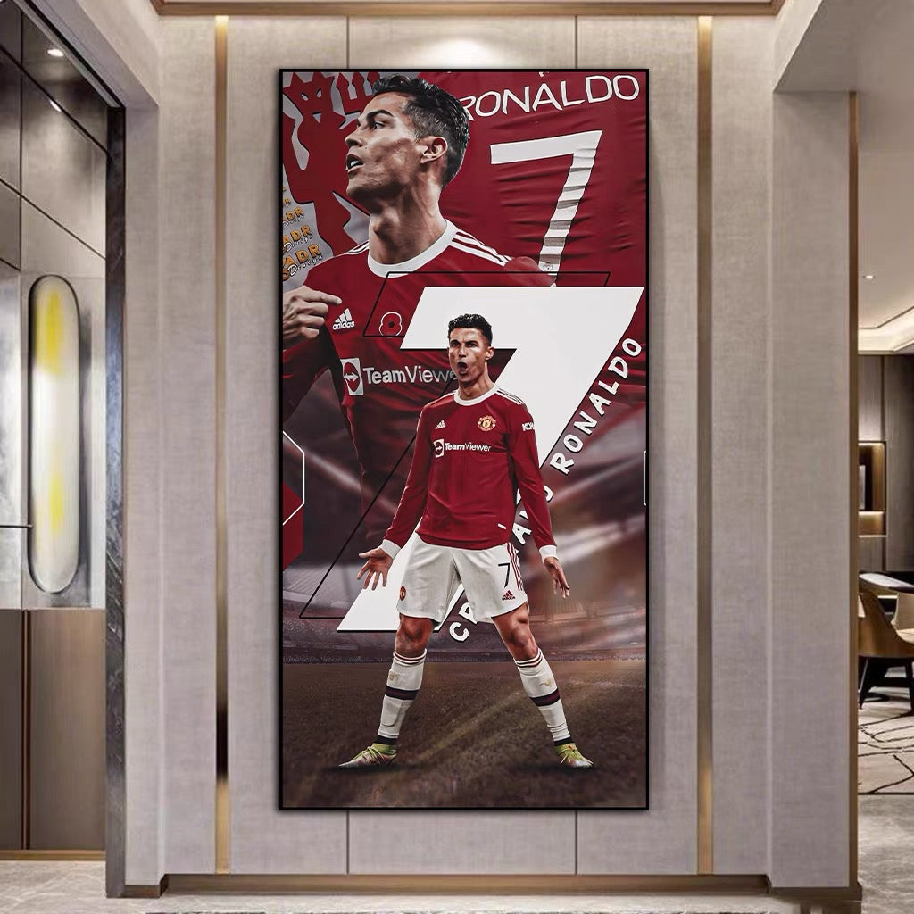 Cristiano Ronaldo CR7 Manchester United Football Wall Art Poster Sports Decor for Entryway Hallway Living Room