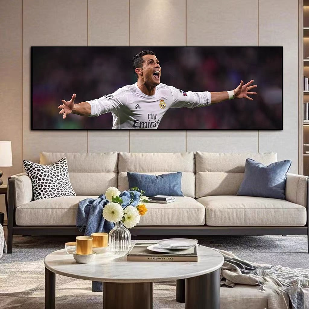 Cristiano Ronaldo Career Tribute Football Wall Art - Portugal & Real Madrid Legend Landscape Print Home Decor