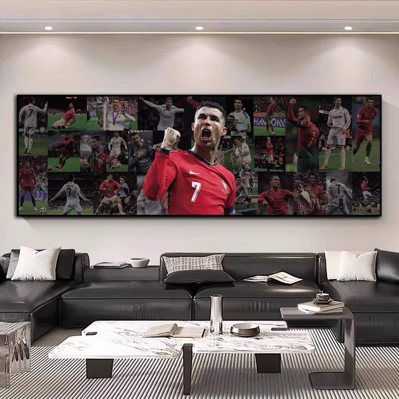 Cristiano Ronaldo Career Tribute Football Wall Art - Portugal & Real Madrid Legend Landscape Print Home Decor