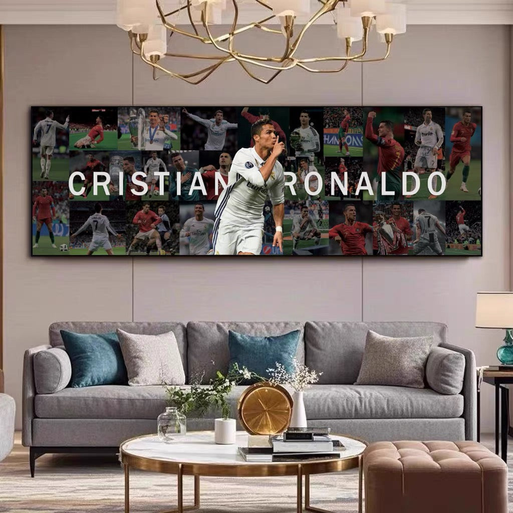 Cristiano Ronaldo Career Tribute Football Wall Art - Portugal & Real Madrid Legend Landscape Print Home Decor