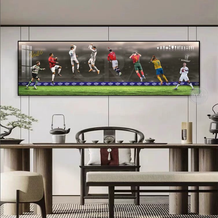Cristiano Ronaldo Career Tribute Football Wall Art - Portugal & Real Madrid Legend Landscape Print Home Decor
